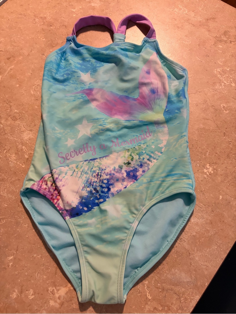 wonder nation Aqua and Purple Mermaid One-Piece Swimsuit